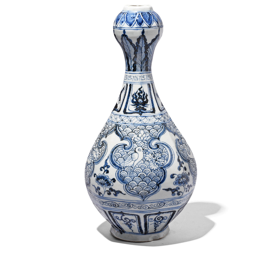 Blue & White Porcelain Garlic Mouth Vase | Indigo Antiques