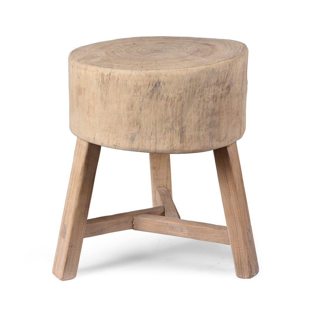 Farmers Elm Chopping Block Stool | Indigo Antiques