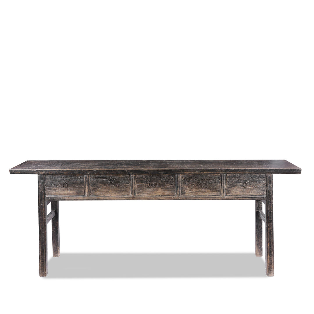 Antique Black Lacquer Console Table With 5 Drawers | Indigo Antiques