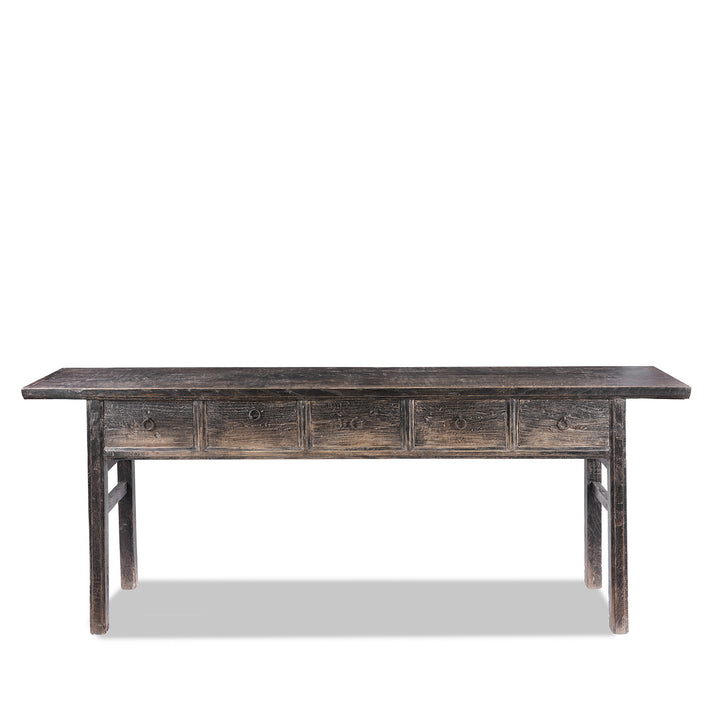 Antique Black Lacquer Console Table With 5 Drawers | Indigo Antiques