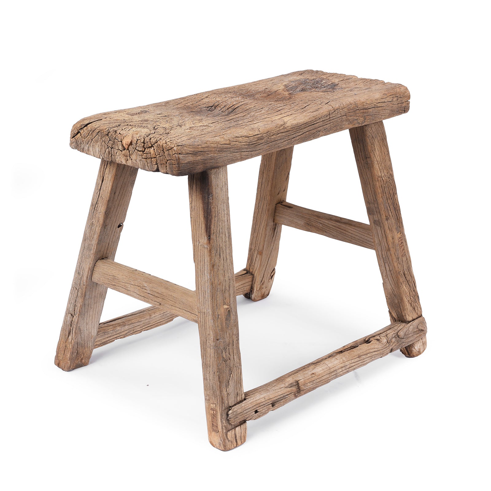 Angled VIew Of Antique Elm Saddle Stool from Shanxi | Indigo Antiques
