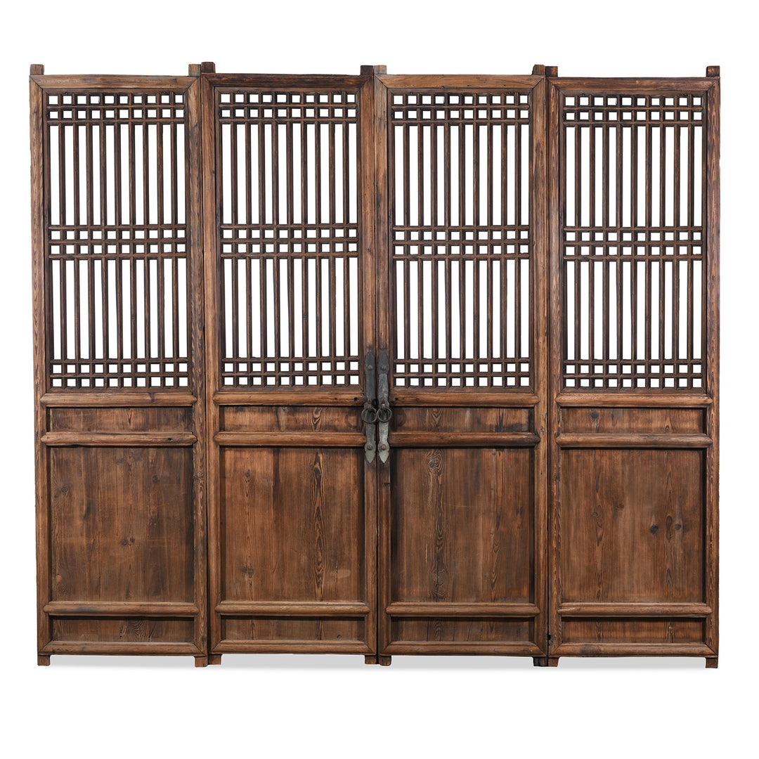 Antique 4 Piece Chinese Pine Lattice Screen | Indigo Antiques