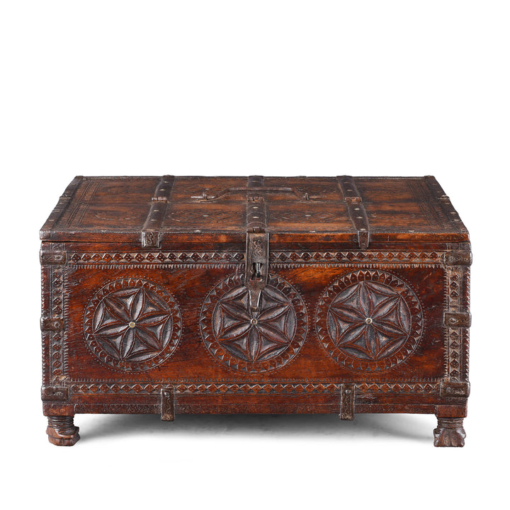 Antique Chip Carved Merchants Box From Ramgargh | Indigo Antiques