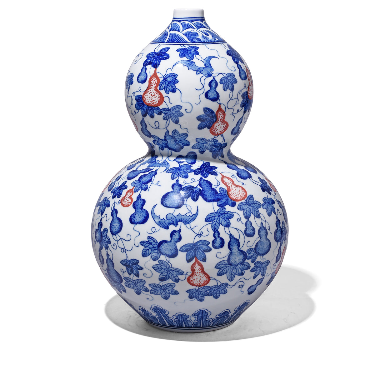 Iron Red, Blue & White Porcelain Huluping Double Gourd Vase | Indigo Antiques