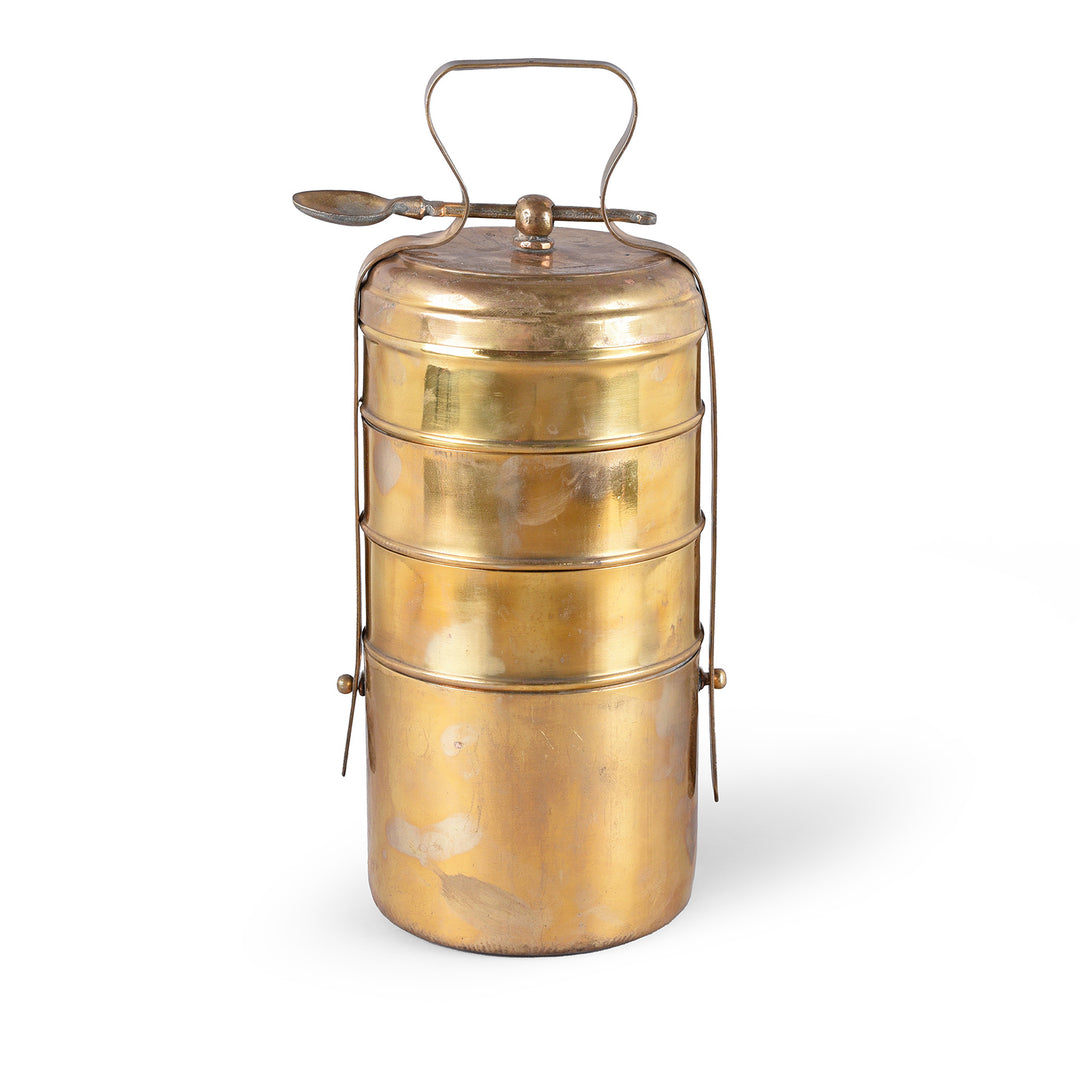 Vintage Brass Tiffin Box Set From India | INDIGO ANTIQUES