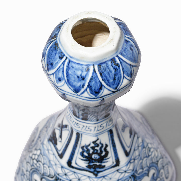 Spout Detail From Blue & White Porcelain Garlic Mouth Vase | Indigo Antiques