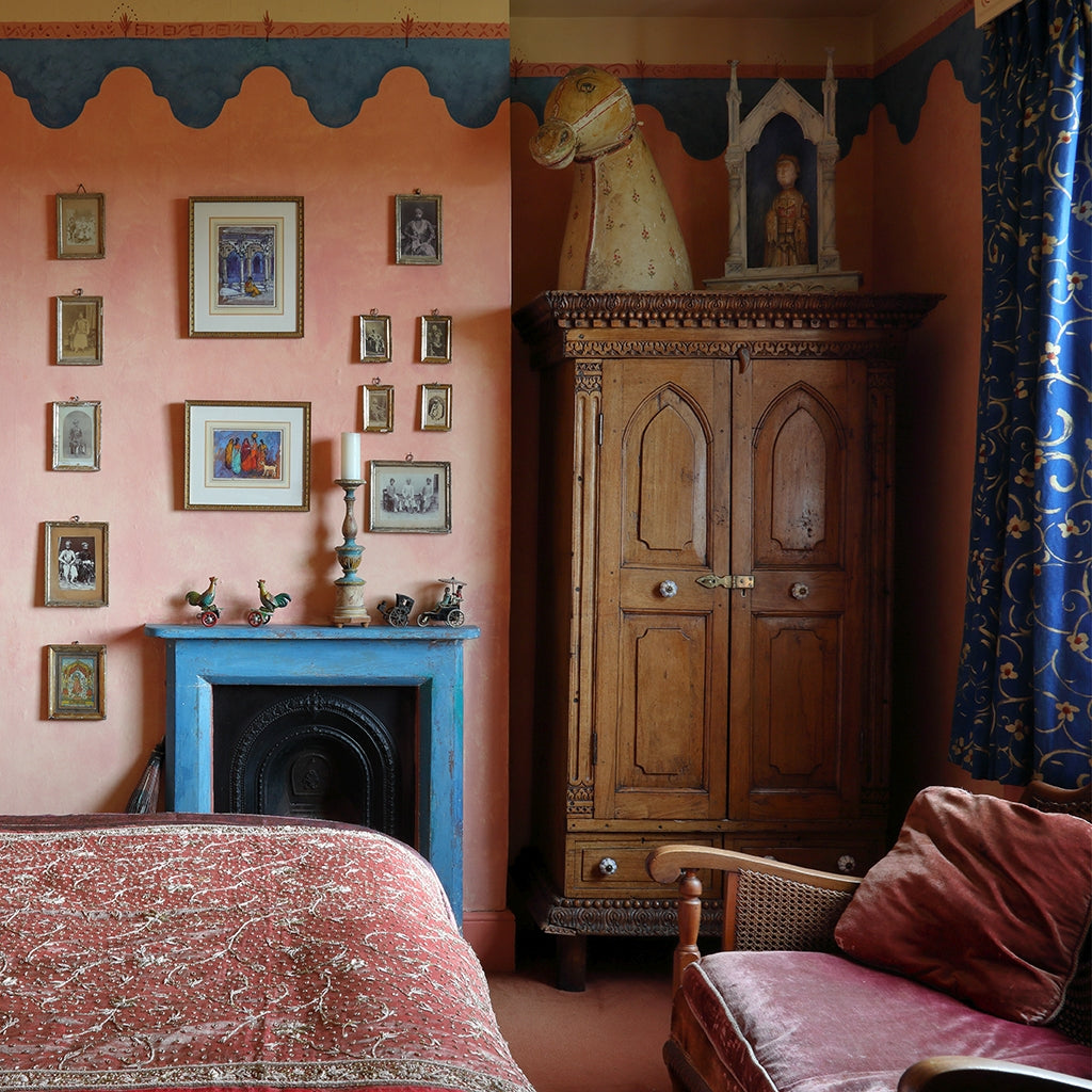 An room with Indian furniture and antiques