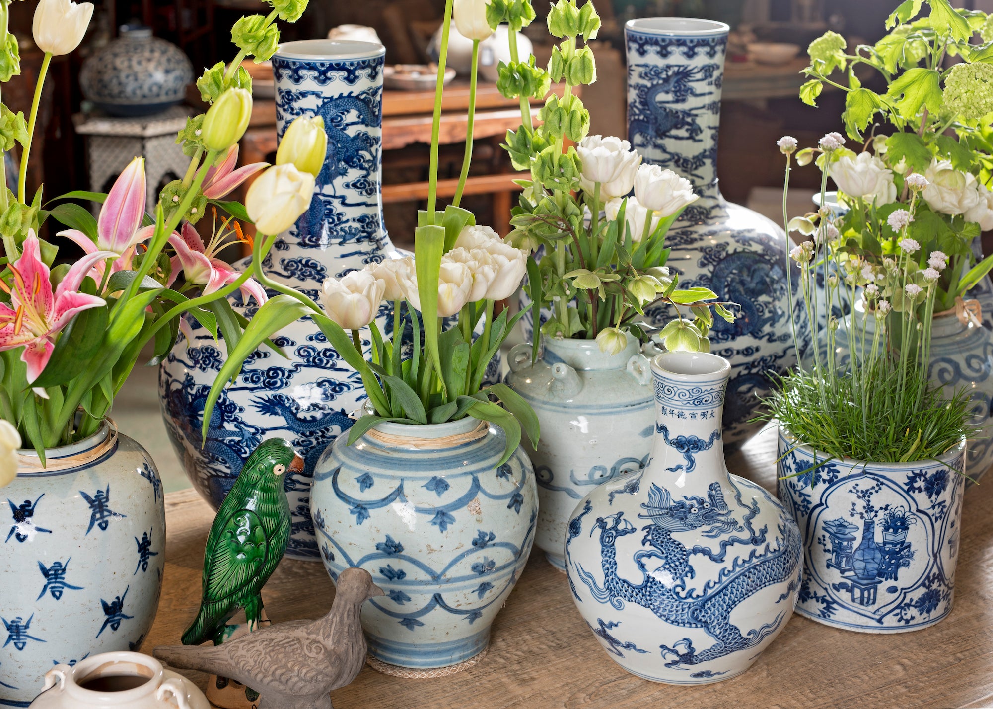 thumbnail image 2 of Beautiful Hand-painted Blue And White Porcelain Vase And Jar Set. It's A Lovely Example Of Fine China, With A Traditional Flower Design. 2 of 6