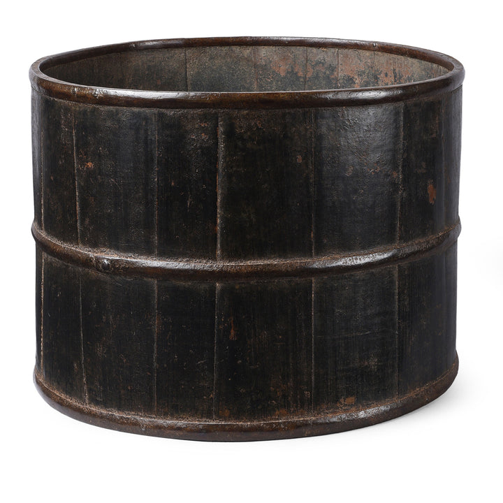 Antique Iron Bound Chinese Elm Dou Rice Measure | Indigo Antiques