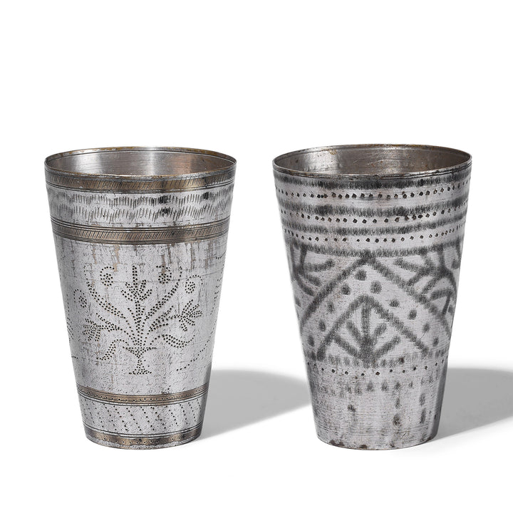 Floral Vase Antique Indian Lassi Cups | Indigo Antiques