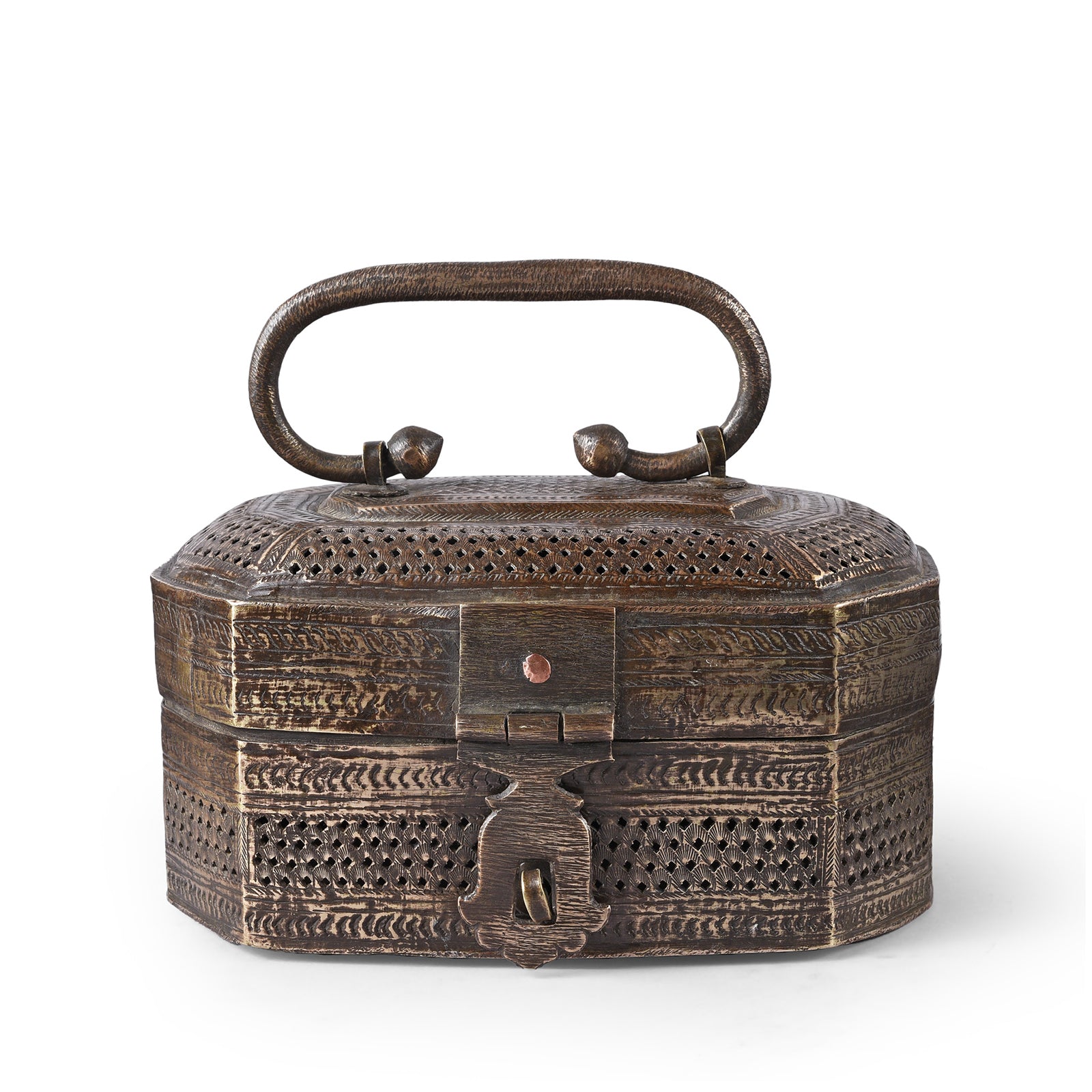 Indian Brass Jali Paan Dan Box - Circa 1910