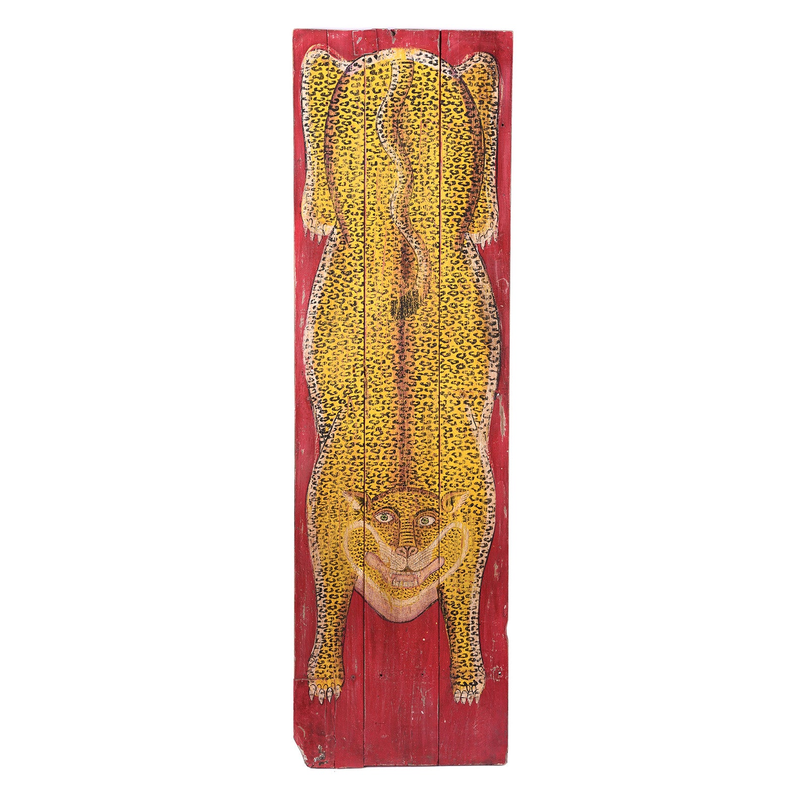 Vintage Red Painted Leopard Panel Vintage Red Painted Leopard Panel