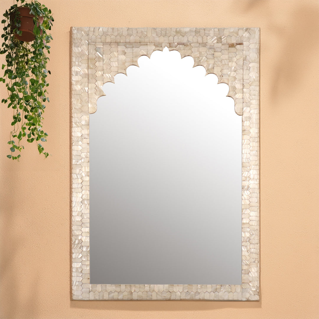 Mother Of Pearl Mughal Style Mirror - 60 x 3 x 90 (wxdxh cms) - A6233