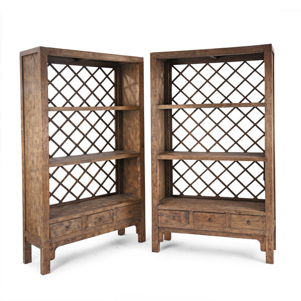 Lattice-Backed Shelving Unit