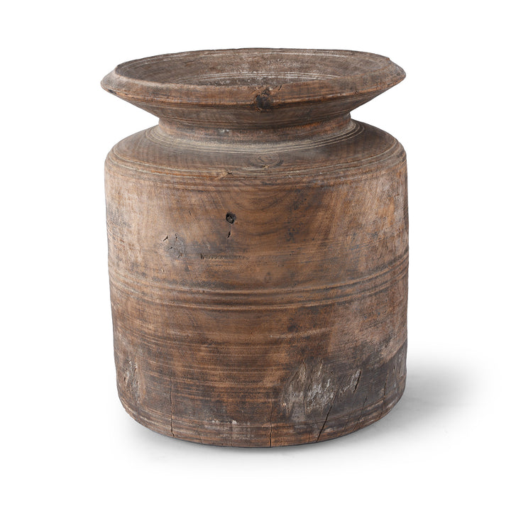 Old Wooden Milk Pot From Himachal Pradesh | Indigo Antiques