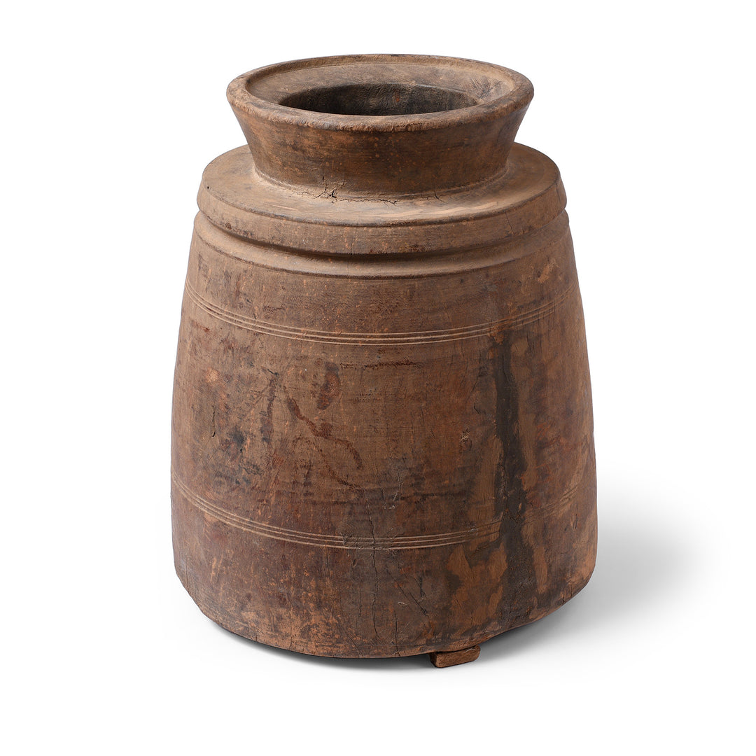 Old Wooden Milk Pot From Himachal Pradesh | Indigo Antiques