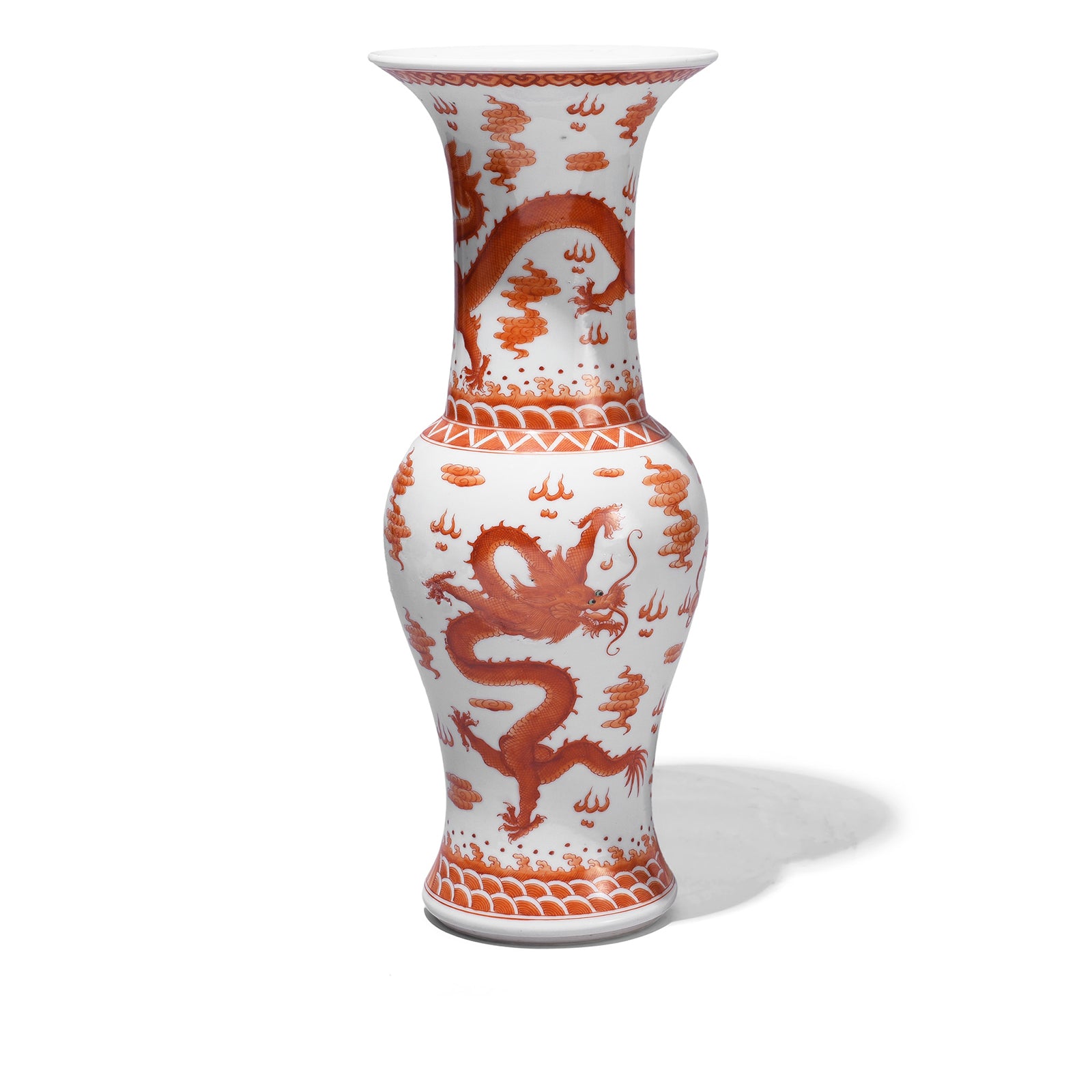 Chinese Burnt Orange Iron red Porcelain Fengweizen Dragon Vase | Indigo Antiques
