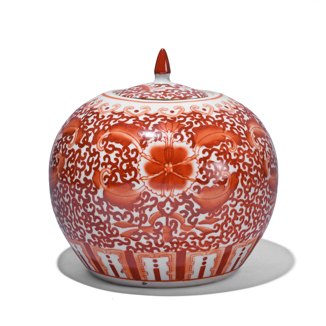 Reproduction Porcelain Rice Jar - Kangxi Orange Design | Indigo Antiques