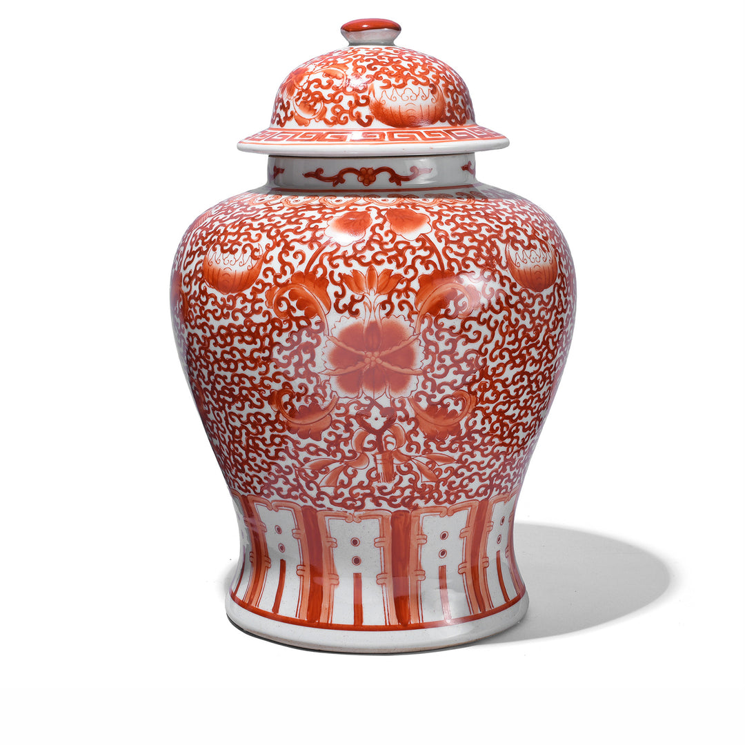 Reproduction Porcelain Temple Jar -  Kangxi Orange | Indigo Antiques