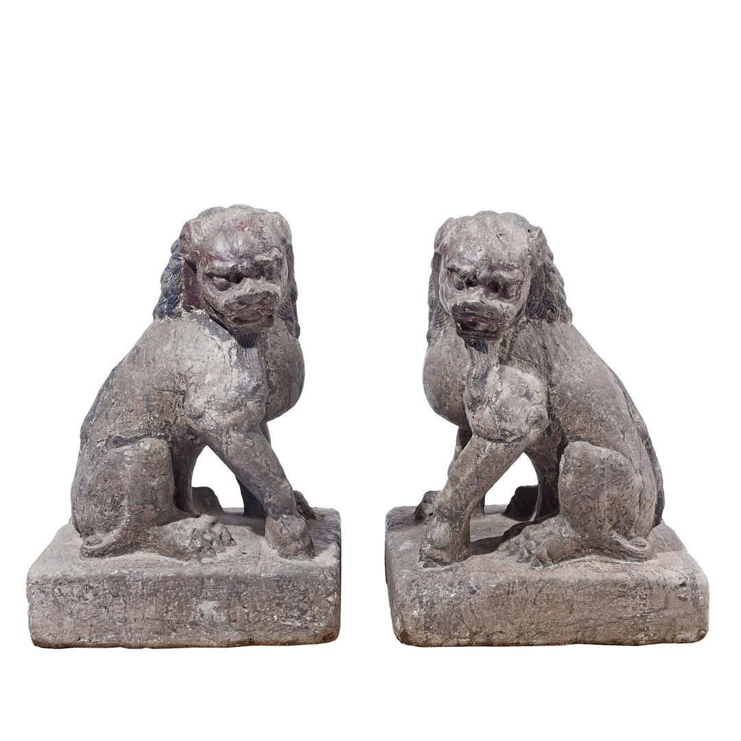 Pair Of Stone Foo Dogs | Indigo Antiques