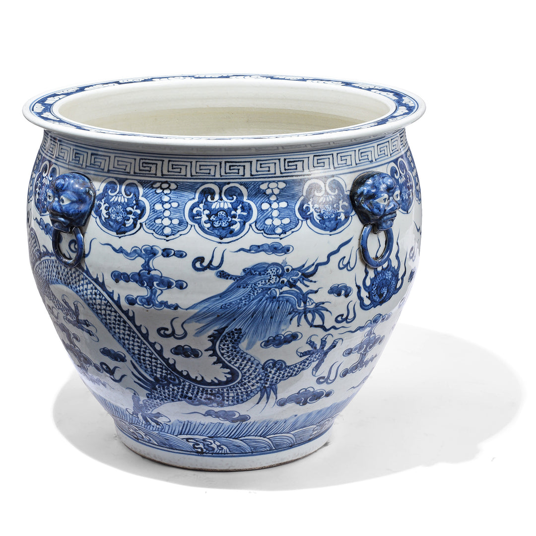 Porcelain Fish Bowl Planter With Dragons | Indigo Antiques