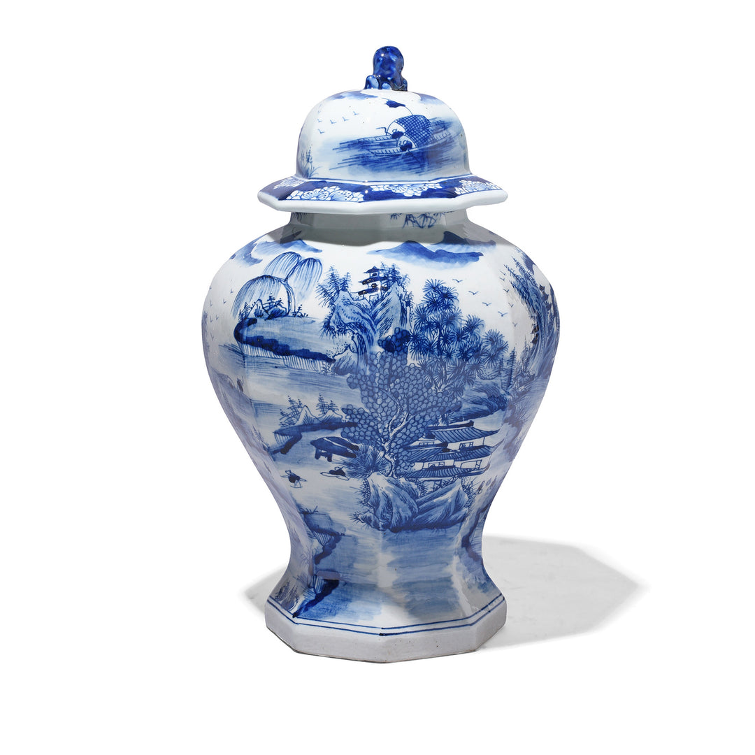 Octagonal Blue & White Porcelain Temple Jar | Indigo Antiques
