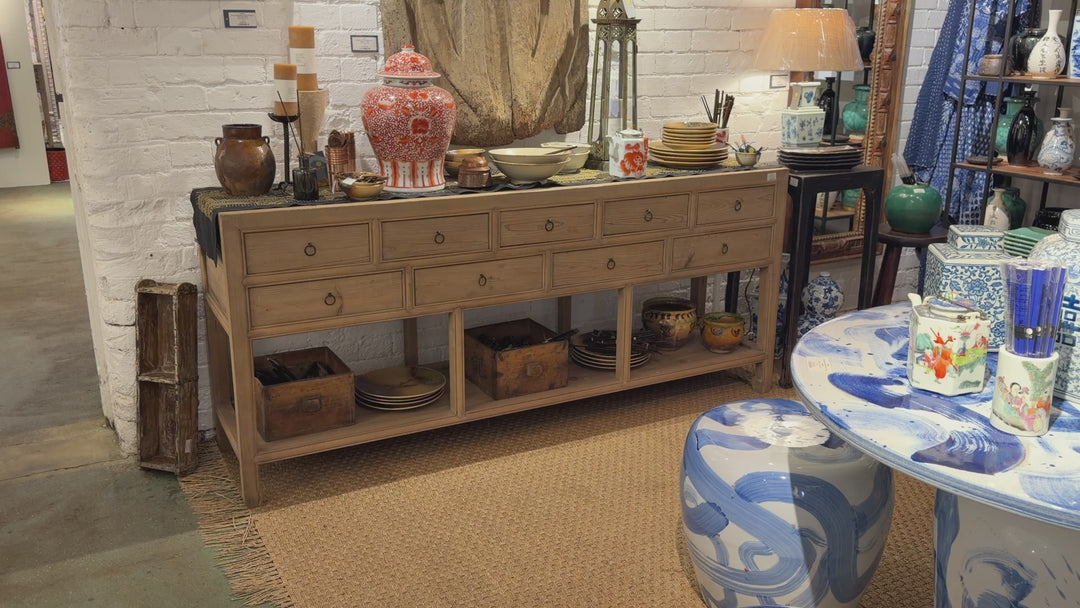 Long Rustic Console Table With Shelf