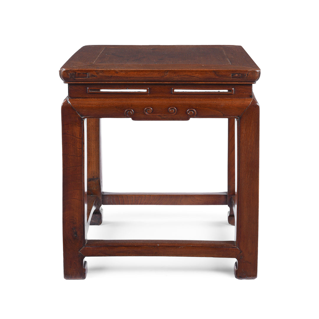 Antique Red Elm Square Side Table From Jiangsu | Indigo Antiques