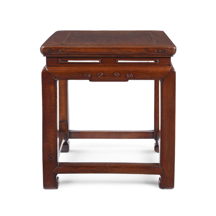 Antique Red Elm Square Side Table From Jiangsu | Indigo Antiques