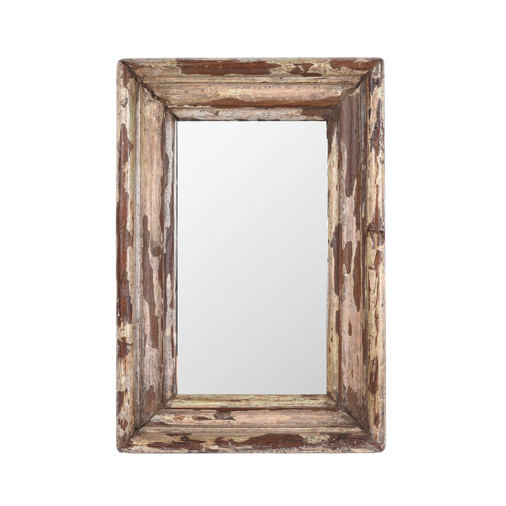 Small Painted Mirror Made From Old Architectural Teak | Indigo Antiques