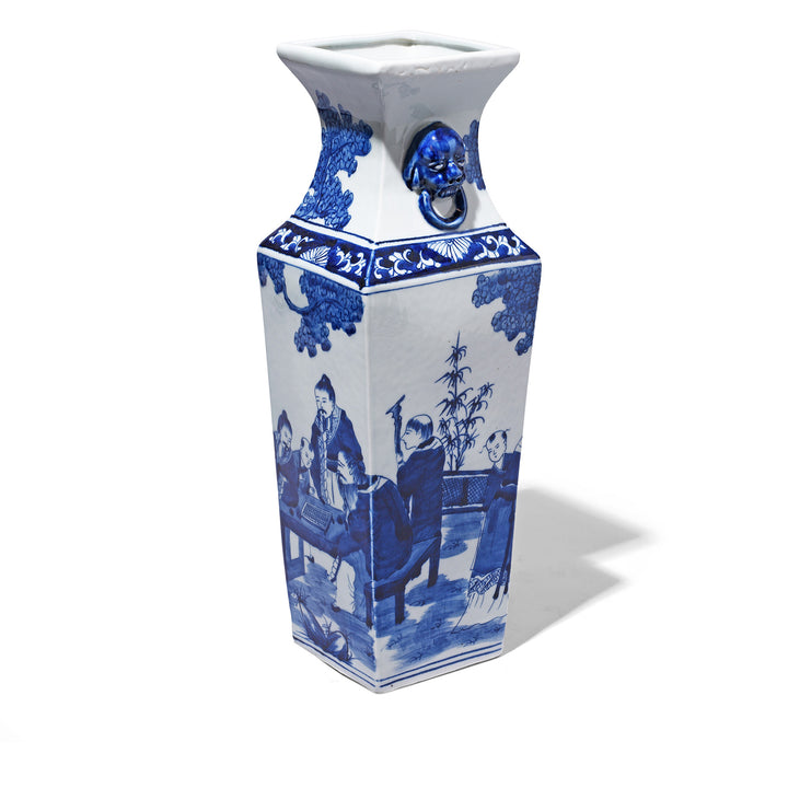 Blue & White Porcelain Squared Vase | Indigo Antiques