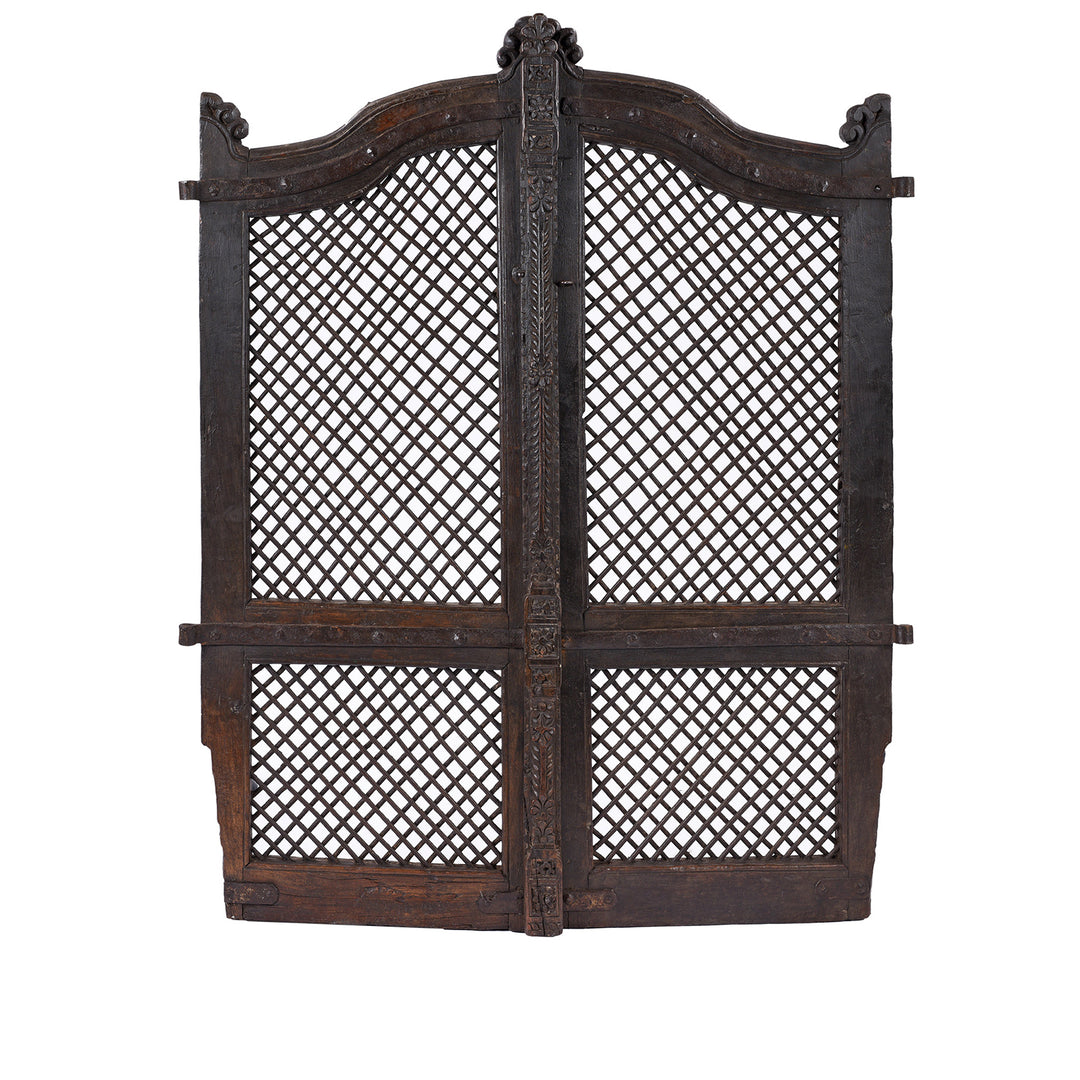 Antique Teak & Iron Jali Dog Gate From Gujarat | INDIGO ANTIQUES