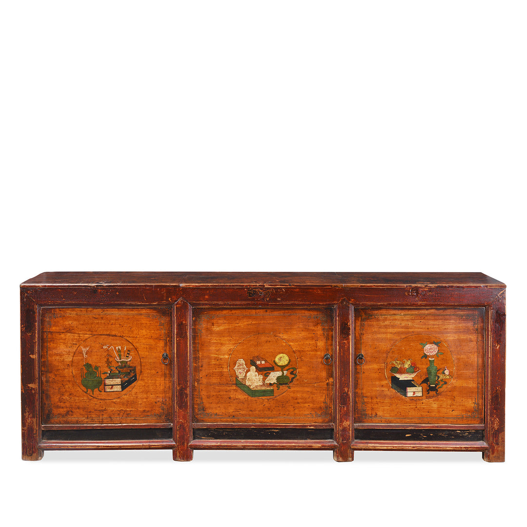 Antique 3 Door Painted Sideboard From Mongolia | Indigo Antiques