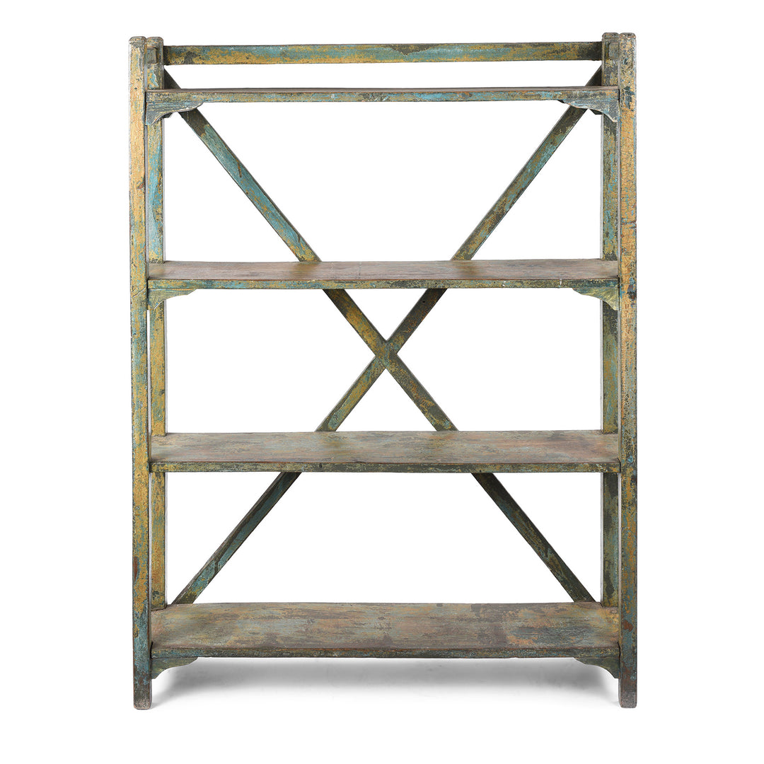Vintage Indian Painted Teak Shelf