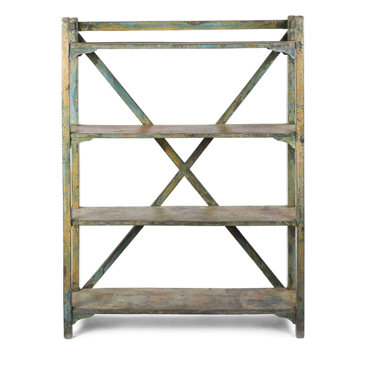 Vintage Indian Painted Teak Shelf