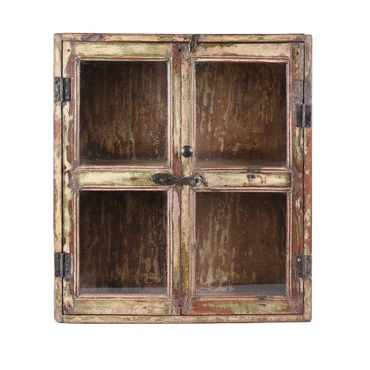 Vintage Indian Painted Glazed Wall Cabinet | Indigo Antiques