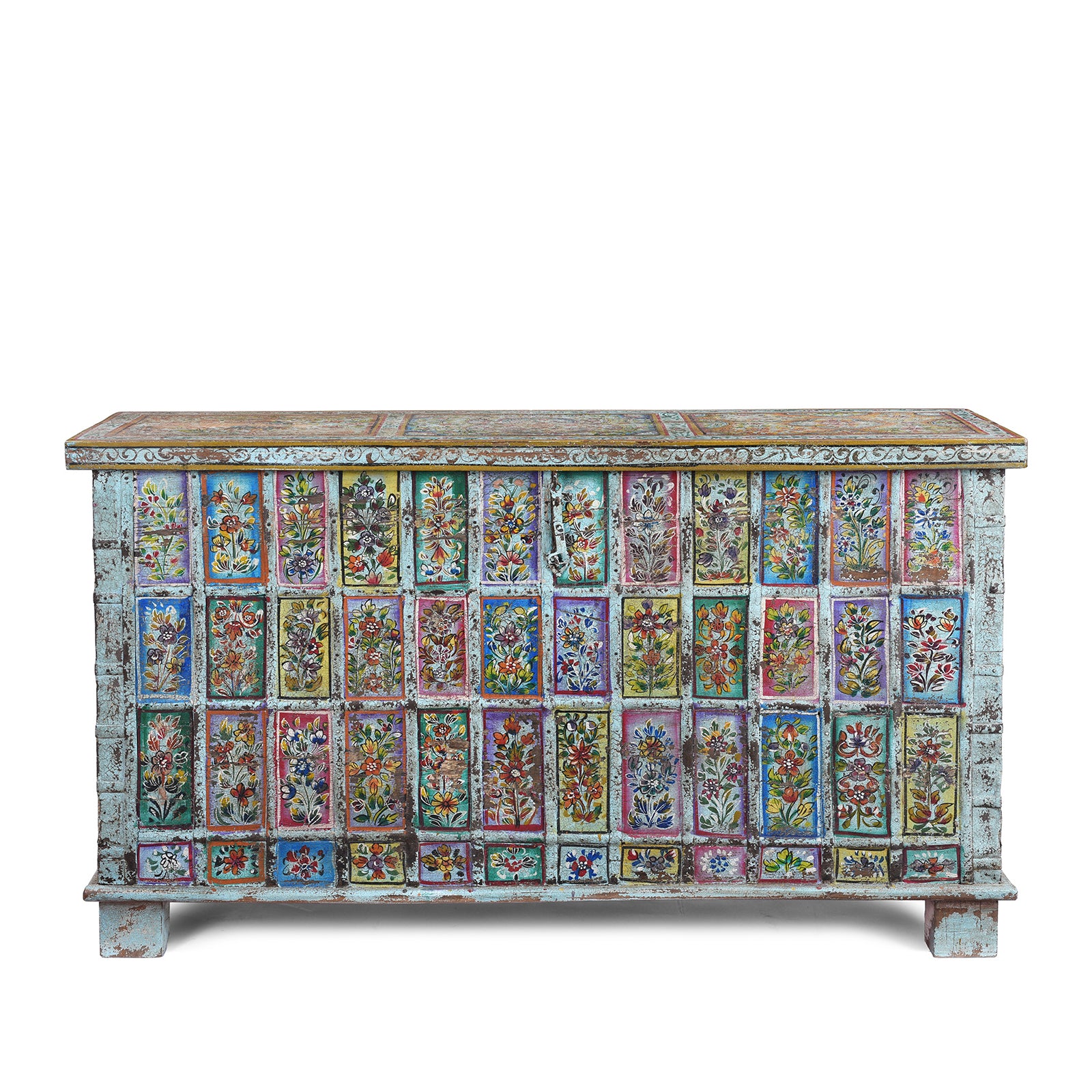 Vintage Painted Pithara Console Chest Vintage Painted Pithara Console Chest