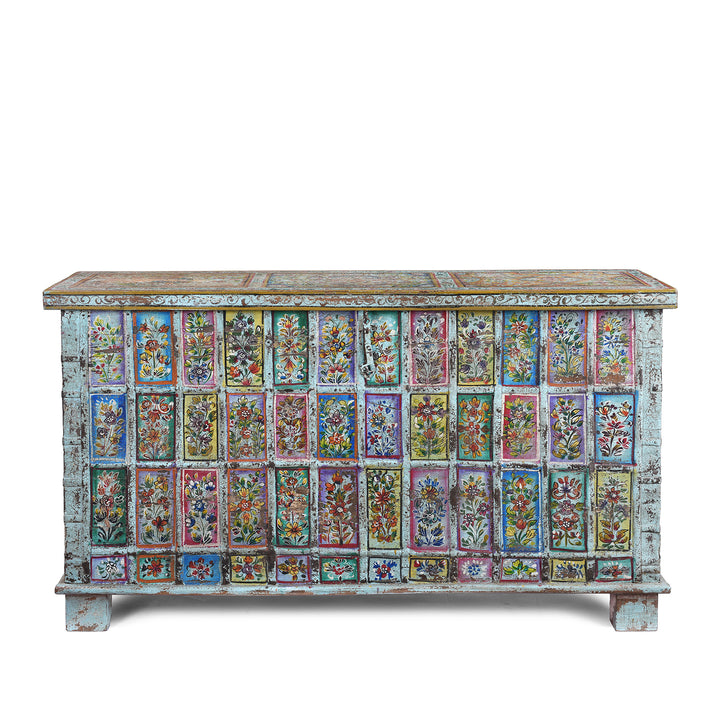 Vintage Indian Painted Pithara Console Chest | Indigo Antiques