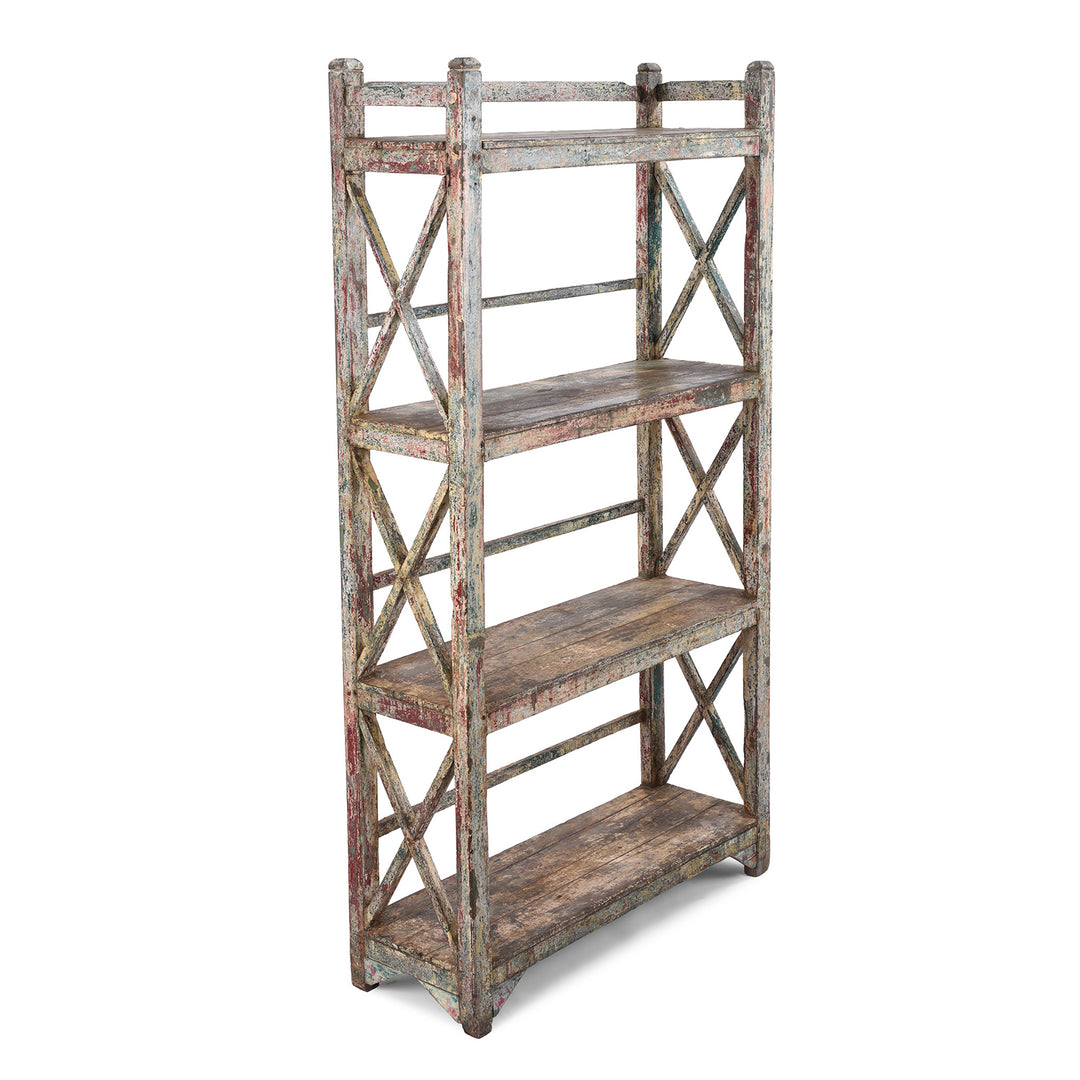 Vintage Painted Indian Teak Shelf | Indigo Antiques