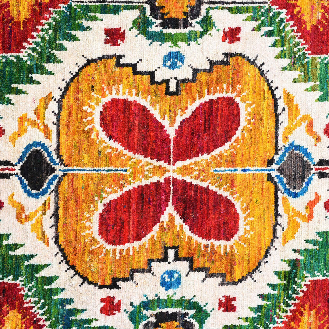 Detail From Recycled Silk Sari Rug - 234 x 168cm | Indigo Antiques