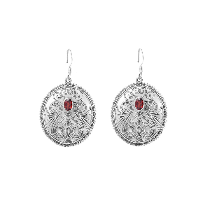 Silver and Garnet Earrings - From Rajasthan | Indigo Antiques