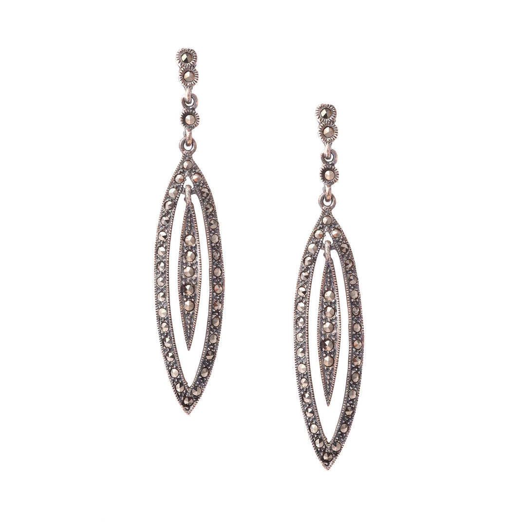 Silver and Marcasite Stud Earrings - From Rajasthan | Indigo Antiques