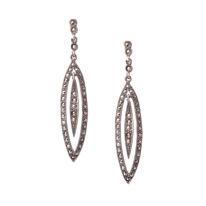 Silver and Marcasite Stud Earrings - From Rajasthan | Indigo Antiques