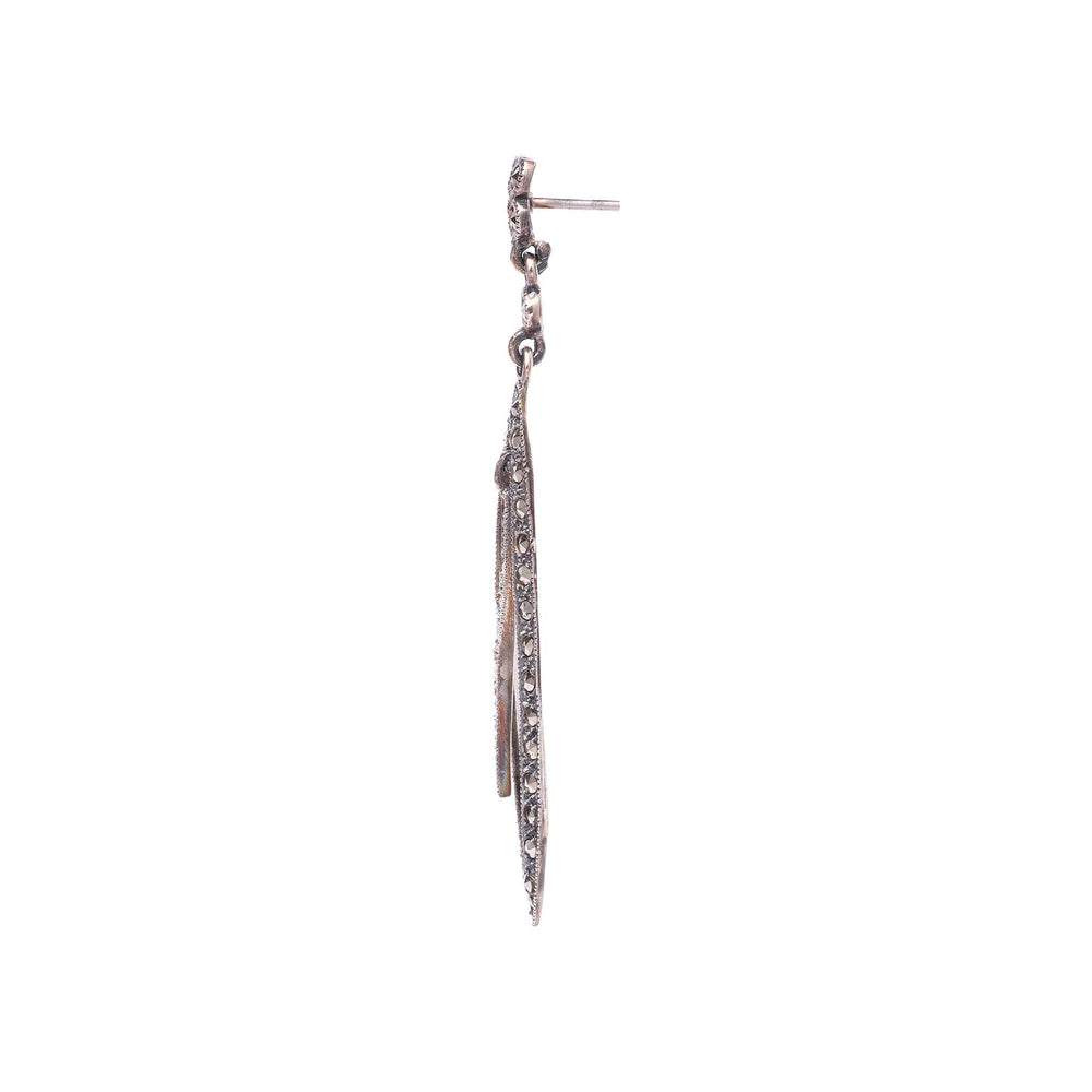 Silver and Marcasite Stud Earrings - From Rajasthan | Indigo Antiques