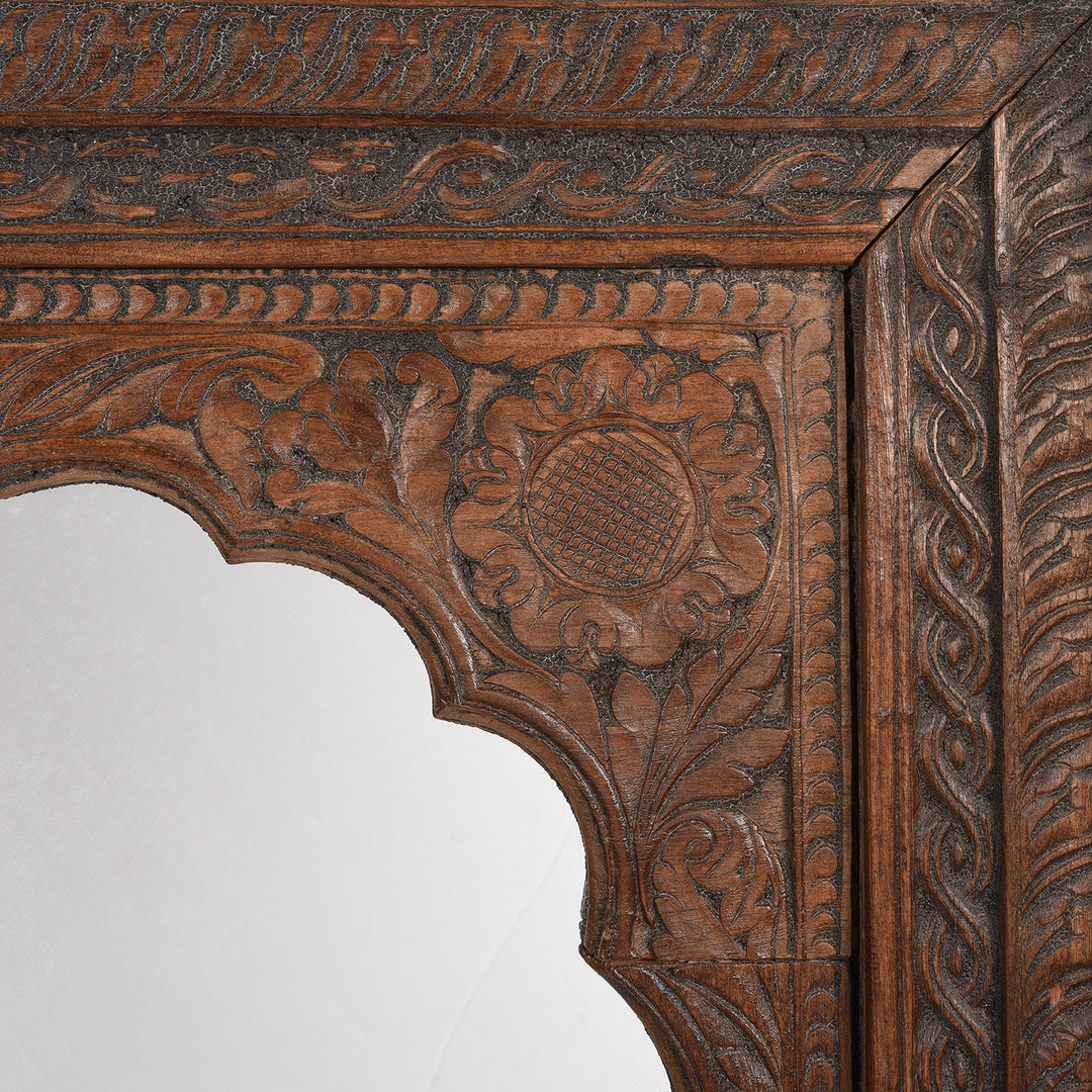Carving Detail From Antique Mirror Made From An Old Teak Window Frame - 19thC | Indigo Antiques