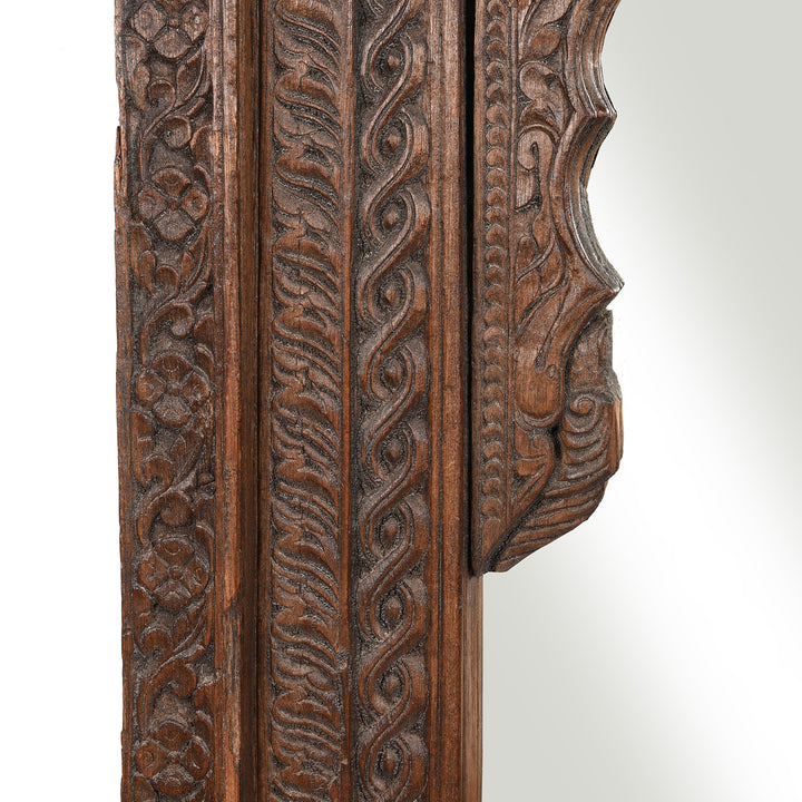 Carving Detail From Antique Mirror Made From An Old Teak Window Frame - 19thC | Indigo Antiques