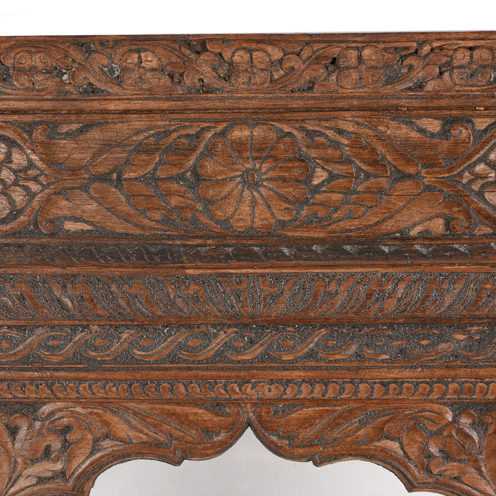 Carving Detail from Antique Mirror Made From An Old Teak Indian Window Frame - 19thC | Indigo Antiques
