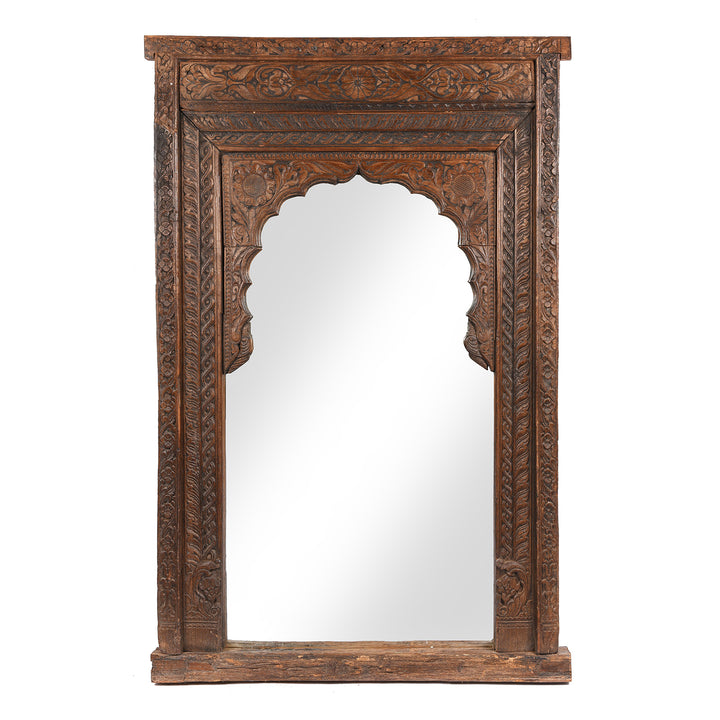 Old Teak Indian Window Mirror From Andhra Pradesh| Indigo Antiques