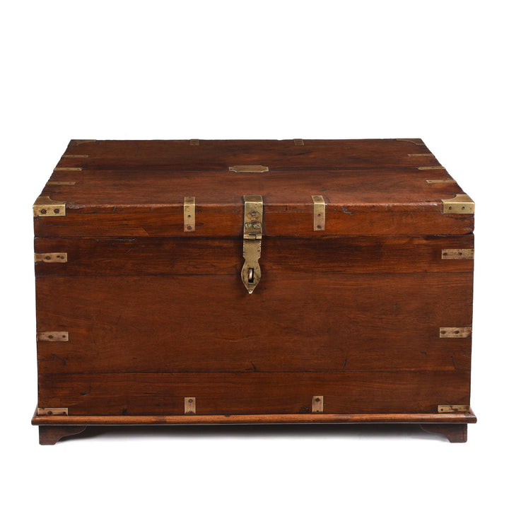 Brass Bound Teak Military Chest From Rajasthan  -19thC | Indigo Antiques