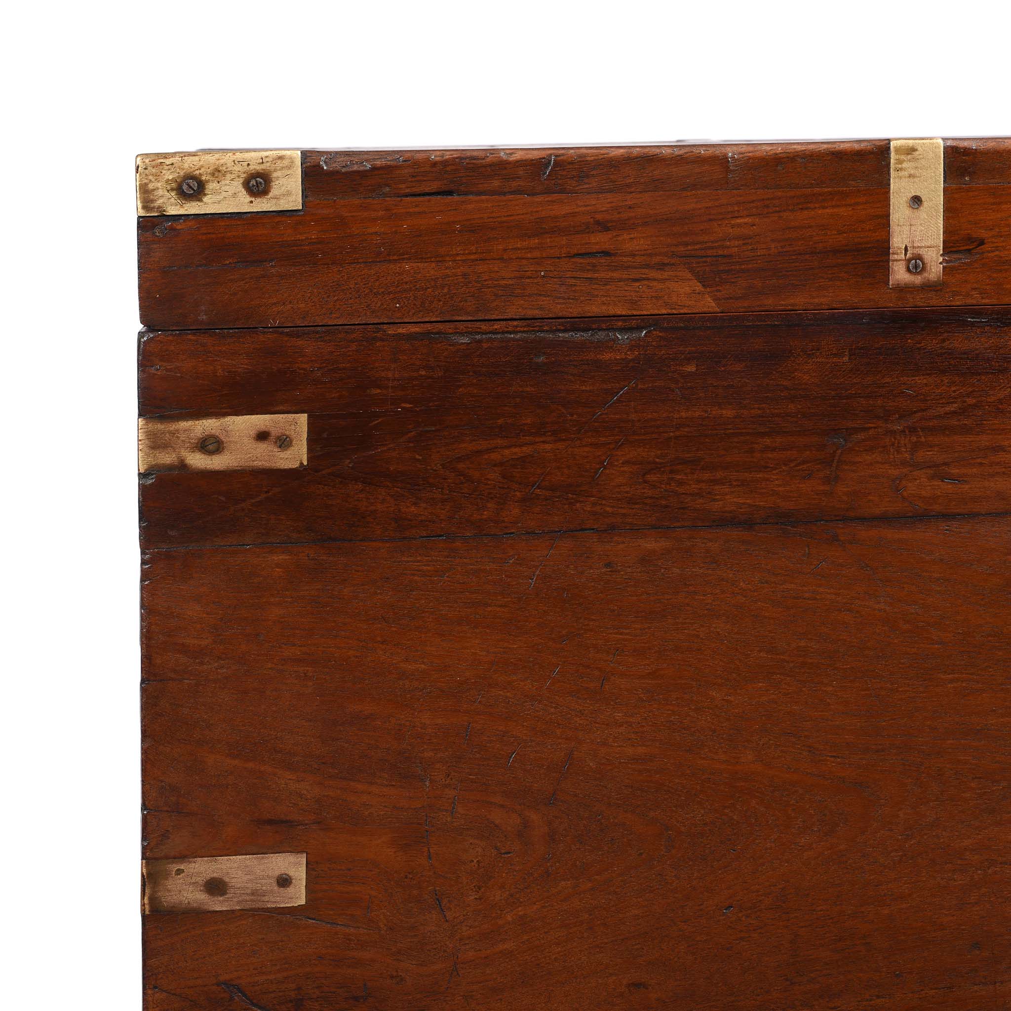 Corner Detail From Brass Bound Teak Military Chest From Rajasthan  -19thC | Indigo Antiques